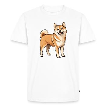 Dessin animé joyeux de Shiba Inu - T-shirt Premium bio Homme - blanc - Devant - Nico (187cm)