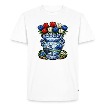 Delft Vase Tulips and Windmill - Men's Premium Organic T-Shirt - white - Front - Nico (187cm)
