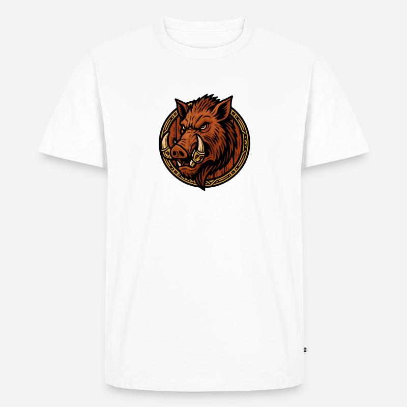 Wilder Eber Ring Tribal Stil - Männer Premium Bio T-Shirt - Weiß