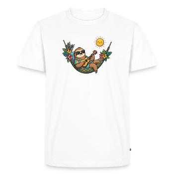 Paresseux dans un hamac transforme une plage pour les vacances d’été - T-shirt Premium bio Homme - blanc - Devant - Nico (187cm)