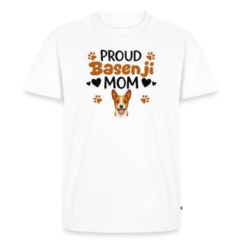Fière Mère Chien Sans Aboiement, Basenji - T-shirt Premium bio Homme - blanc - Devant - Nico (187cm)