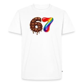 67 - 6 7 - Six Seven Meme - Chocolat - T-shirt Premium bio Homme - blanc - Devant - Nico (187cm)