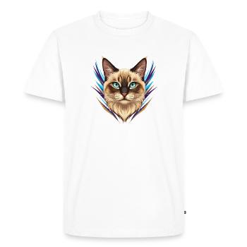 Accents au néon de portrait de chat siamois - T-shirt Premium bio Homme - blanc - Devant - Nico (187cm)
