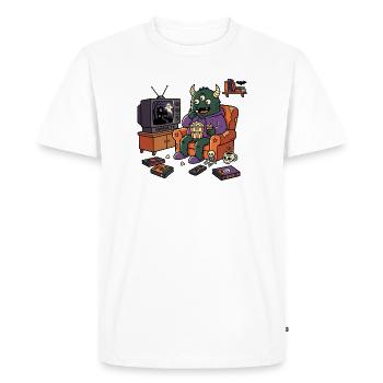Monster Cinema Horror Movies Popcorn - Men's Premium Organic T-Shirt - white - Front - Nico (187cm)