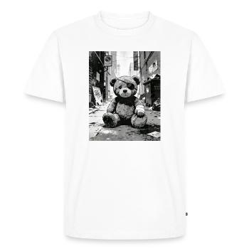 Ours en peluche avec cache-œil près de la route - T-shirt Premium bio Homme - blanc - Devant - Nico (187cm)