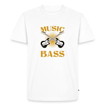 Musique Basse Guitares électriques croisées Graphisme rétro - T-shirt Premium bio Homme - blanc - Devant - Nico (187cm)