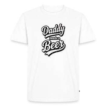 Papa a besoin d’une bière Texte vintage vieilli - T-shirt Premium bio Homme - blanc - Devant - Nico (187cm)