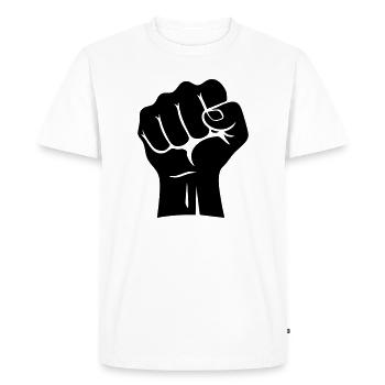 Karate Fist – Raised Power - Men's Premium Organic T-Shirt - white - Front - Nico (187cm)