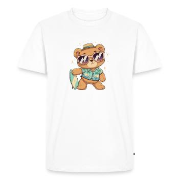 Beach Bear Surfer Look - Men's Premium Organic T-Shirt - white - Front - Nico (187cm)