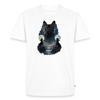 Frenchie Bouledogue Français Deux Lunes - T-shirt Premium bio Homme - blanc - Devant - Nico (187cm)