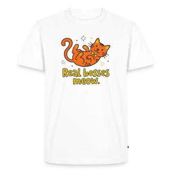 Real bosses meow cat - Men's Premium Organic T-Shirt - white - Front - Nico (187cm)