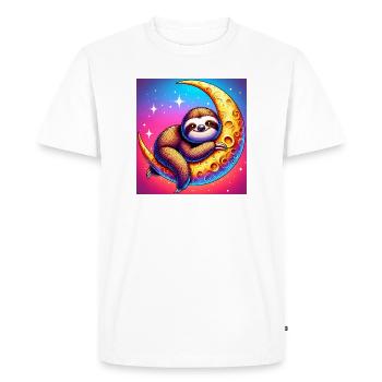 Le paresseux dort en serrant la lune dans ses bras - T-shirt Premium bio Homme - blanc - Devant - Nico (187cm)