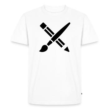 Pinceau, crayon, bricolage, icône artistique - T-shirt Premium bio Homme - blanc - Devant - Nico (187cm)