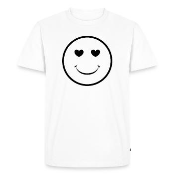 Cœur, Yeux, Sourire, Visage - T-shirt Premium bio Homme - blanc - Devant - Nico (187cm)