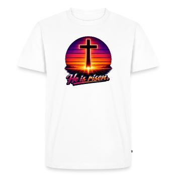 Il est Risen Retro - T-shirt Premium bio Homme - blanc - Devant - Nico (187cm)