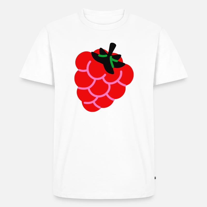 Raspberry Fruit Shirt Minimal Berry Design - Männer Premium Bio T-Shirt - Weiß