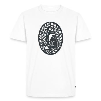 Fox | Animaux de la forêt, fleurs, art populaire - T-shirt Premium bio Homme - blanc - Devant - Nico (187cm)