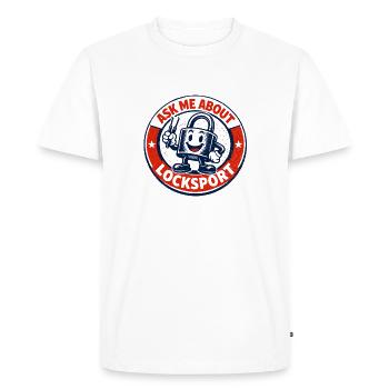 Demandez-moi des informations sur Locksport | Humour de crochetage de serrures - T-shirt Premium bio Homme - blanc - Devant - Nico (187cm)