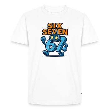 Six Seven 67 Robot Robot Brainrot italien Humour - T-shirt Premium bio Homme - blanc - Devant - Nico (187cm)