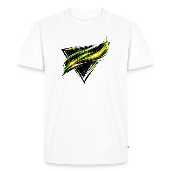 Justaucorps à bandes vert jaune style sportif - T-shirt Premium bio Homme - blanc - Devant - Nico (187cm)