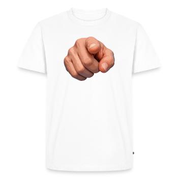 Illustration de l’indice pointé - T-shirt Premium bio Homme - blanc - Devant - Nico (187cm)