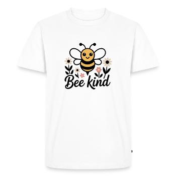 Abeille mignonne avec des fleurs – Motif printanier Bee Kind - T-shirt Premium bio Homme - blanc - Devant - Nico (187cm)