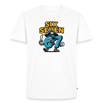 Six Sept 67 Pirate Italian Brainrot Humour Drôle - T-shirt Premium bio Homme - blanc - Devant - Nico (187cm)