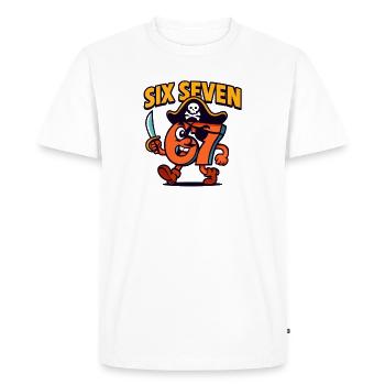 Six Seven 67 Pirate Italian Brainrot Humor Funny - Men's Premium Organic T-Shirt - white - Front - Nico (187cm)