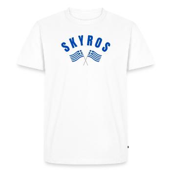 Skyros Greek Crossed Flags - Men's Premium Organic T-Shirt - white - Front - Nico (187cm)
