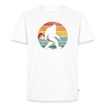 Bigfoot Sasquatch Guitare Rocker Sunset Rétro - T-shirt Premium bio Homme - blanc - Devant - Nico (187cm)