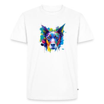 Doberman Pinscher Pop Art Visage coloré de chien - T-shirt Premium bio Homme - blanc - Devant - Nico (187cm)