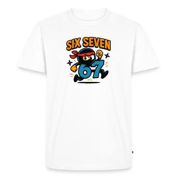 Six Seven 67 Italian Brainrot Ninja Humour Drôle - T-shirt Premium bio Homme - blanc - Devant - Nico (187cm)