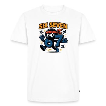 Six Seven 67 Italian Brainrot Ninja Humour Drôle - T-shirt Premium bio Homme - blanc - Devant - Nico (187cm)