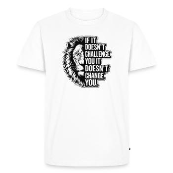 Leo Angry Lion En Vie Challenge - T-shirt Premium bio Homme - blanc - Devant - Nico (187cm)