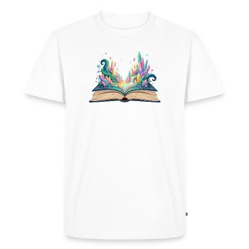 Dream World Awakens from Book Pages Fantasy Book - Men's Premium Organic T-Shirt - white - Front - Nico (187cm)