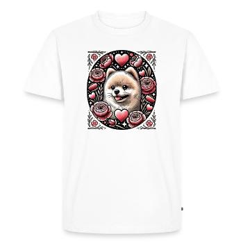 Shiba au cœur floral avec des roses - T-shirt Premium bio Homme - blanc - Devant - Nico (187cm)