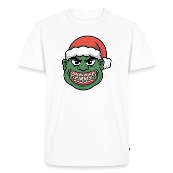 Green Santa Braces Grin - Men's Premium Organic T-Shirt - white - Front - Nico (187cm)