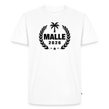 Palmier Malle 2026 - T-shirt Premium bio Homme - blanc - Devant - Nico (187cm)