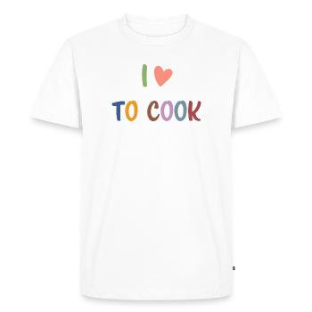 I Love To Cook Colorful Letters Cute Foodie - Men's Premium Organic T-Shirt - white - Front - Nico (187cm)