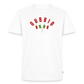 Gubbio Italian Flags Crest - Men's Premium Organic T-Shirt - white - Front - Nico (187cm)