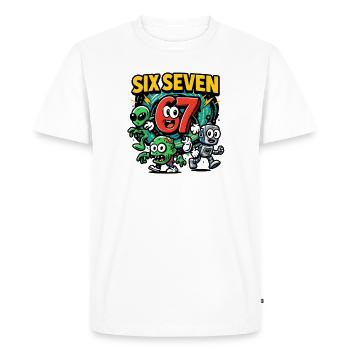 Six Seven 67 Italian Brainrot Nerd Humour Drôle - T-shirt Premium bio Homme - blanc - Devant - Nico (187cm)
