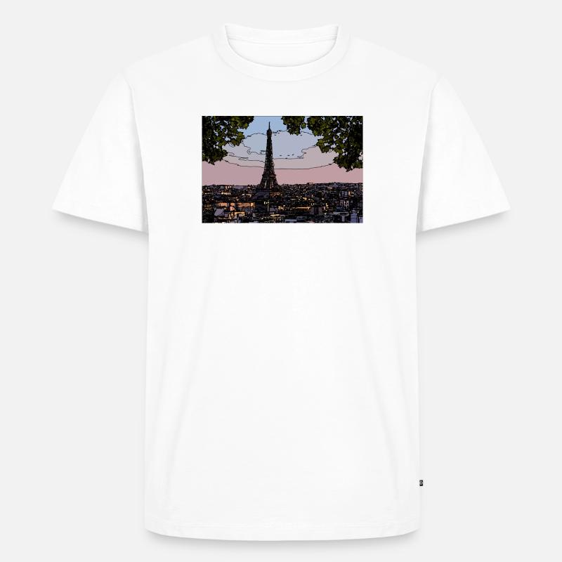 Paris Abendstimmung am Eiffelturm - Männer Premium Bio T-Shirt - Weiß