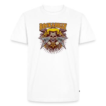 Rockabilly Skull Guitar Metal Star Art rétro Punk - T-shirt Premium bio Homme - blanc - Devant - Nico (187cm)