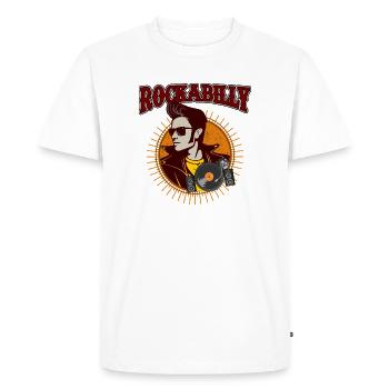 Graphique de vinyle de musique rétro rockabilly - T-shirt Premium bio Homme - blanc - Devant - Nico (187cm)