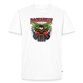 Rockabilly Skull Guitar Musician Retro Rock Art - Men's Premium Organic T-Shirt - white - Front - Nico (187cm)