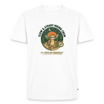 Slow & Steady Hiking Crew - Men's Premium Organic T-Shirt - white - Front - Nico (187cm)