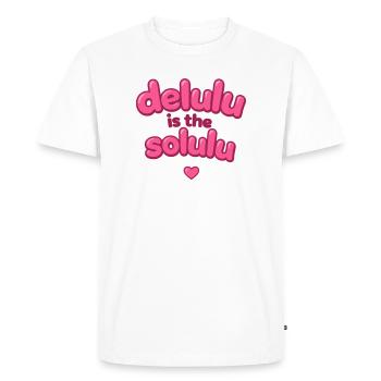 Texte de la bulle rose Delulu - T-shirt Premium bio Homme - blanc - Devant - Nico (187cm)