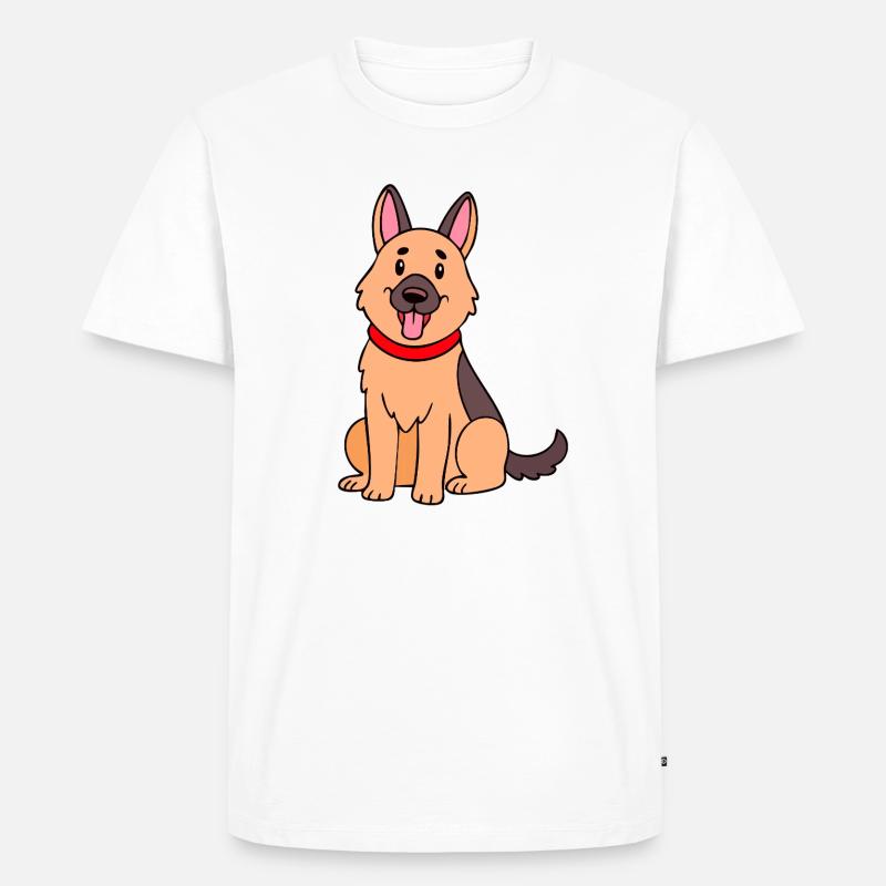 Niedlicher Schäferhund (Comic) - Männer Premium Bio T-Shirt - Weiß