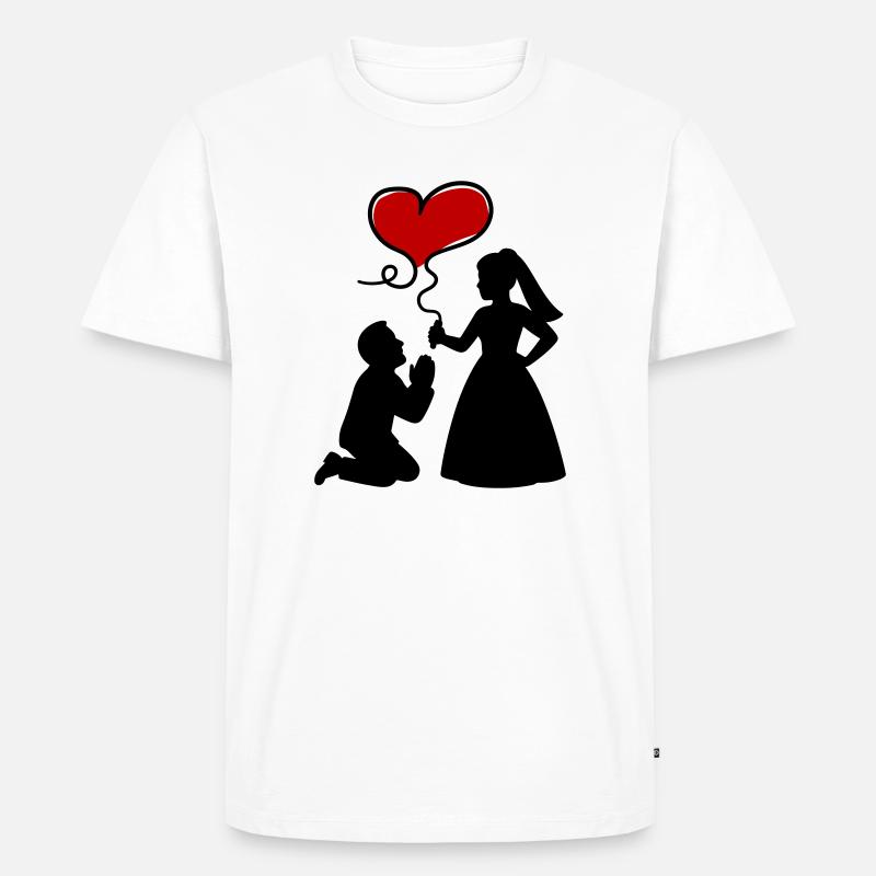 Brautpaar Ehepaar Hochzeit - Männer Premium Bio T-Shirt - Weiß