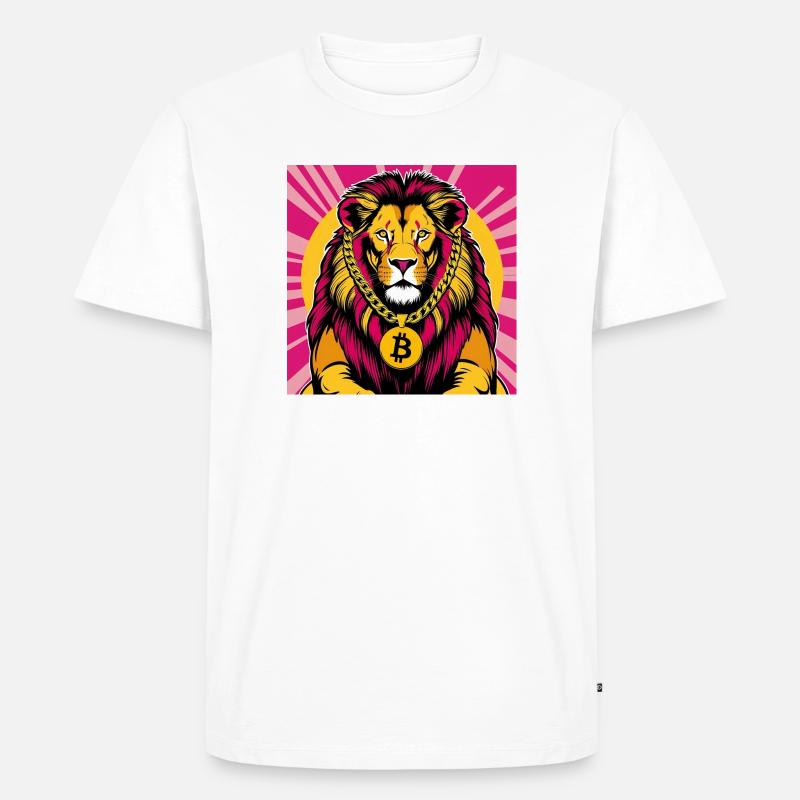 Krypto-Löwe Neon Pop Kunst - Männer Premium Bio T-Shirt - Weiß